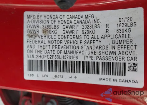 2020 Honda Civic Lx from USA, damaged, VIN 2HGFC2F66LH528166